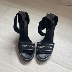 Louis Vuitton Black Strap Heel Sandals
